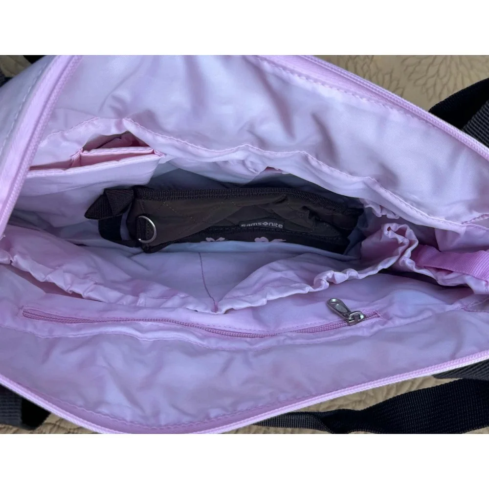 Samsonite Quilted Diaper Bag Brown Pink Changing Pad Insulated Bottle Bag NWT